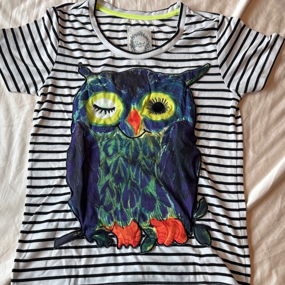 Striped Owl Graphic Women's Tee